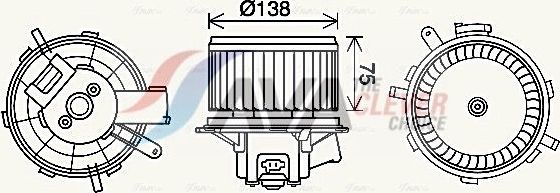 Вентилятор, мотор печки (отопителя) салона AVA. Артикул PE8406