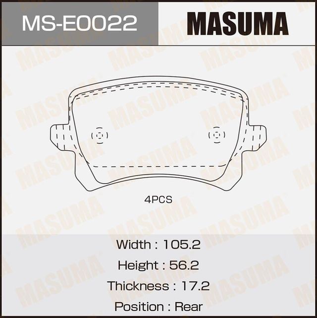 Тормозные колодки Masuma. Артикул MS-E0022