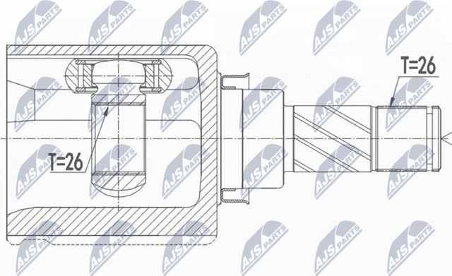 Шрус внутренний (граната) NTY передний левый для Renault Kadjar I 2015-2026. Артикул NPW-NS-073