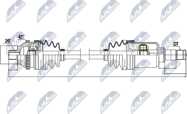 Полуось (привод в сборе, приводной вал) NTY передняя правая для Smart Fortwo I (W450) 1998-2007. Артикул NPW-ME-031