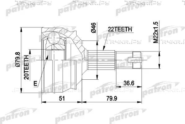 Шрус наружный (граната) Patron. Артикул PCV1013