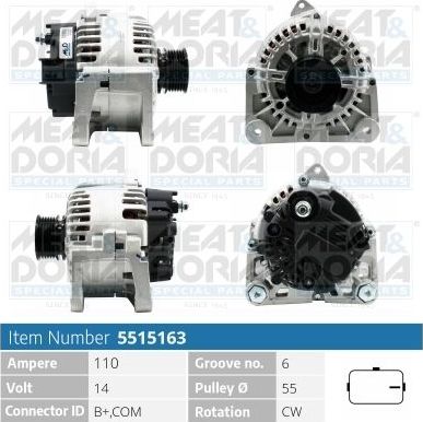 Генератор Meat & Doria для Renault Modus I 2004-2012. Артикул 5515163