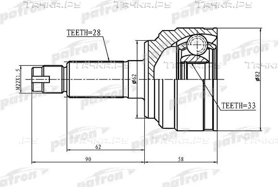 Шрус наружный (граната) Patron. Артикул PCV1185
