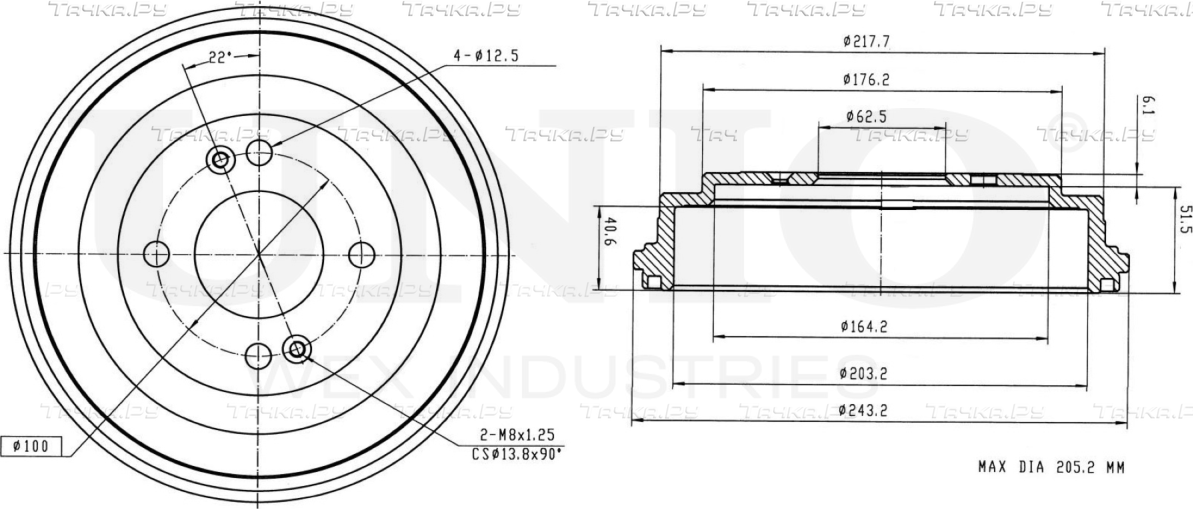 Барабан тормозной (Unio). Артикул BRD-10020