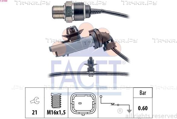 Датчик давления масла Facet Made in Italy - OE Equivalent для Peugeot 208 I 2012-2019. Артикул 7.0199