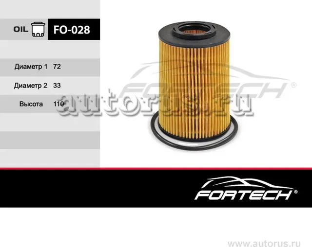 Фильтр масляный HYUNDAI: Santa Fe II, Sonata V, i3 (Fortech). Артикул FO028