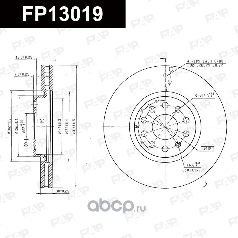 ТОРМОЗНОЙ ДИСК (FAP). Артикул FP13019