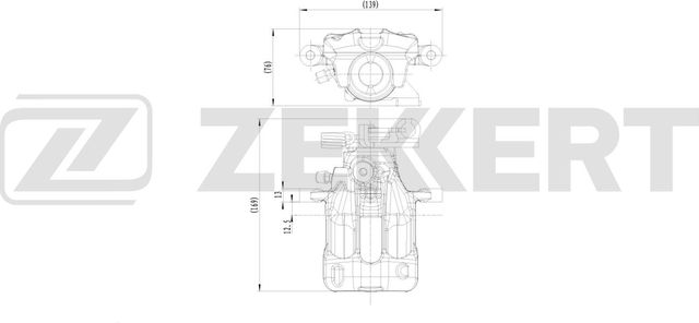 Тормозной суппорт Zekkert (Чугун) задний левый для Mitsubishi Space Star I 1998-2004. Артикул BS-8376