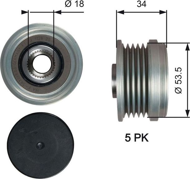 Муфта генератора обгонная Gates DriveAlign®. Артикул OAP7202