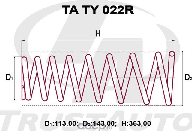 ПРУЖИНА ПОДВЕСКИ УСИЛЕННАЯ (Trustauto). Артикул TATY022R