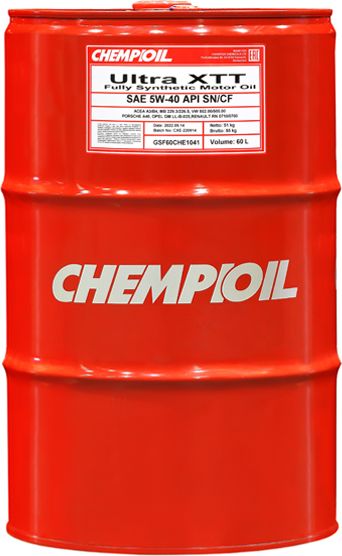 Масло моторное 5W-40 Ultra XTT SN/CF, A3/B4 синтетическое 60л (Chempioil). Артикул CH970160E