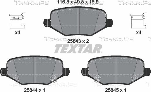 Тормозные колодки Textar. Артикул 2584301