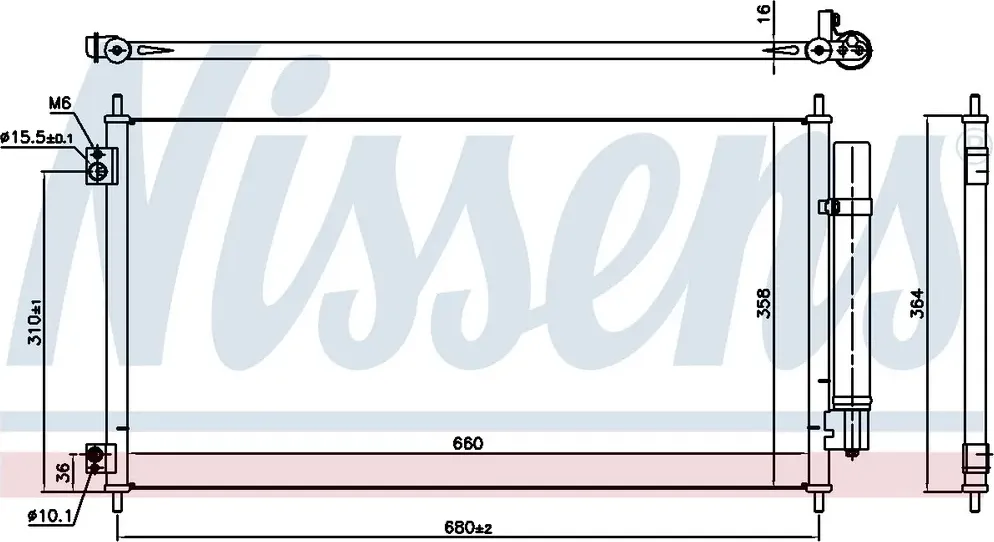 Радиатор кондиционера HONDA CROSSTOUR (2010) 3.5 IVTEC (Nissens). Артикул 941152