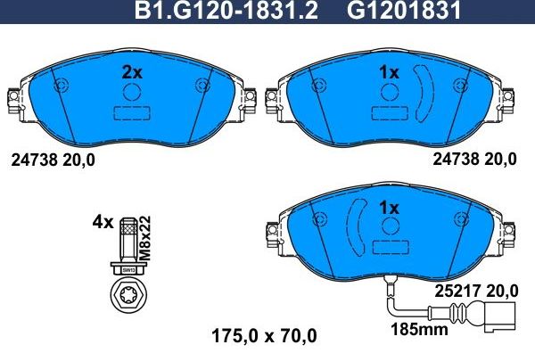 Тормозные колодки Galfer. Артикул B1.G120-1831.2
