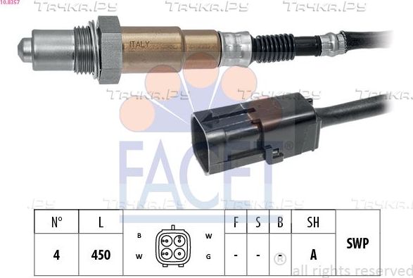 Лямбда-зонд (кислородный датчик) Facet Made in Italy - OE Equivalent для Lada Kalina II 2013-2018. Артикул 10.8357