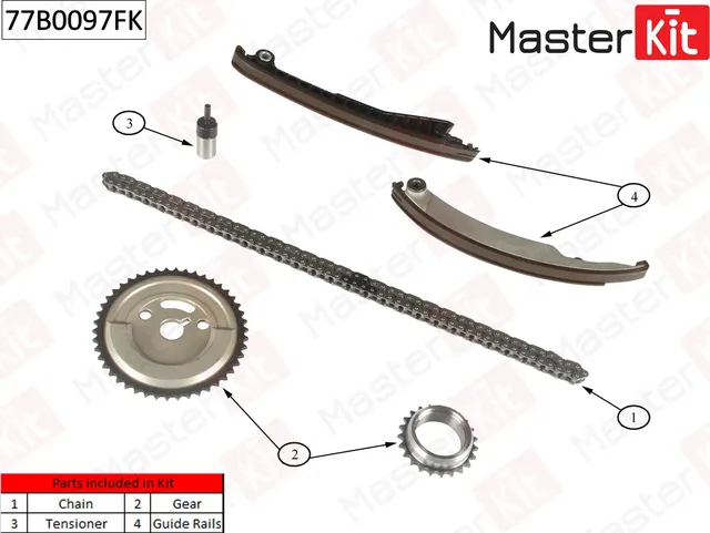 Комплект цепи ГРМ MINI 1.6 01-06 co звездочками (Master KIT). Артикул 77B0097FK