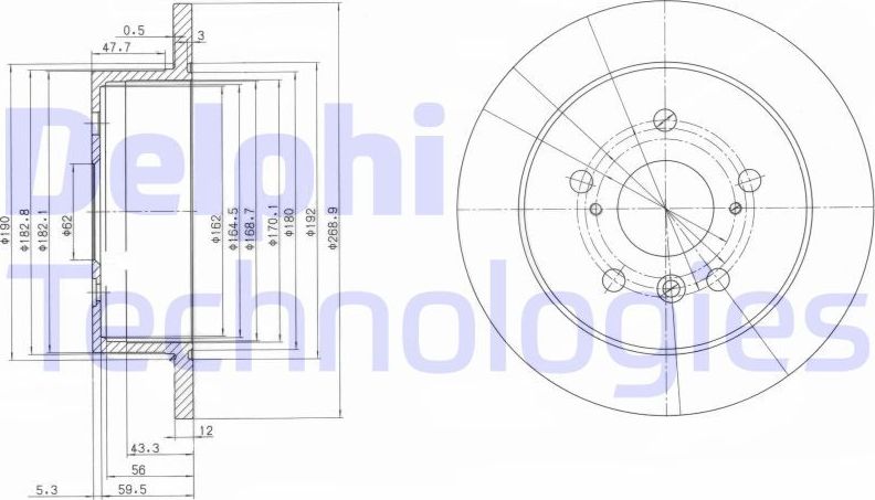 Тормозной диск Delphi. Артикул BG3736