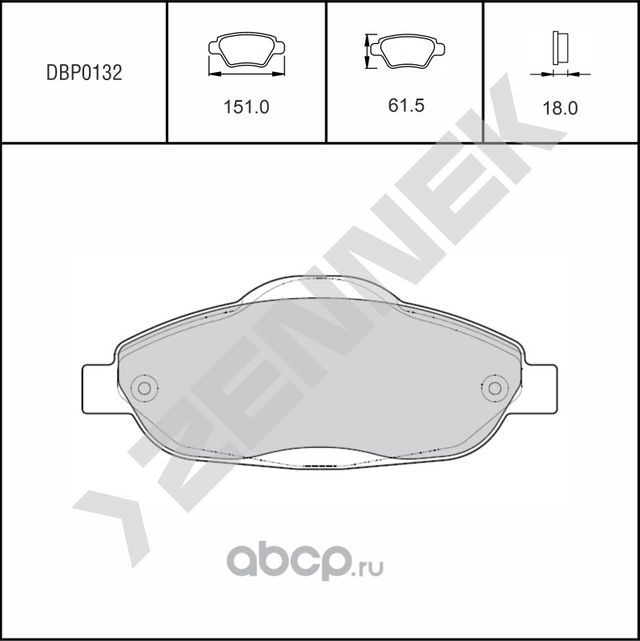 Колодки тормозные дисковые ZENNEK Страна происхождения  Китай Zennek. Артикул DBP0132