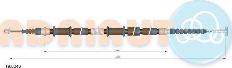 Трос ручника (тросик ручного тормоза) Adriauto. Артикул 19.0243