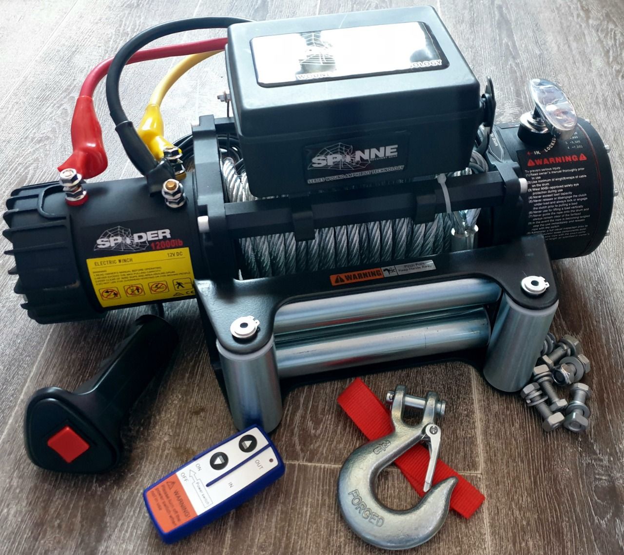 Лебёдка электрическая 12V Electric Winch SPIDER 12000 lbs 5443 кг (влагозащищенная). Артикул 6053