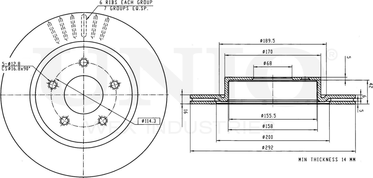 Диск тормозной (Unio). Артикул BRD-20171