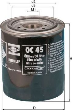 Масляный фильтр Mahle. Артикул OC 45