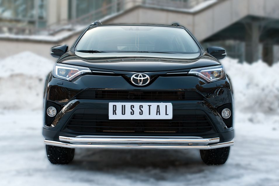 Защита RusStal переднего бампера d42 (секции) d42 (секции) для Toyota RAV4 IV 2015-2017. Артикул TR4Z-002190