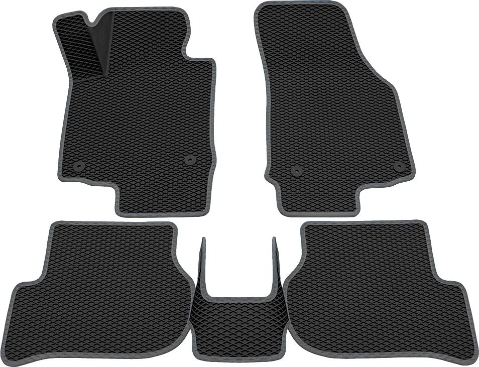 Коврики Rezkon 3D EVA ромб резиновые для салона Skoda Octavia А5 2009-2013 Серый кант. Артикул 9230010102