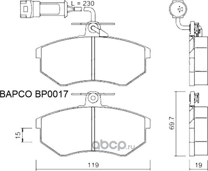 КОЛОДКИ ТОРМОЗНЫЕ ДИСКОВЫЕ ПЕРЕДНИЕ, BP017 (Bapco) Bapco. Артикул BP0017