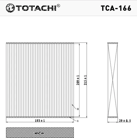 Фильтр салонный TOTACHI TCA-166K 87139-50100 CUK 1919 Totachi. Артикул TCA166K
