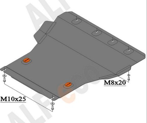 Защита алюминиевая Alfeco для картера и КПП FAW Vita хэтчбек 2007-2010. Артикул ALF.47.01al