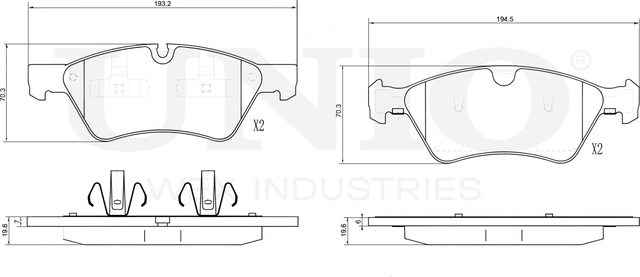 Колодки тормозные дисковые, комплект (Unio). Артикул BRP-20103