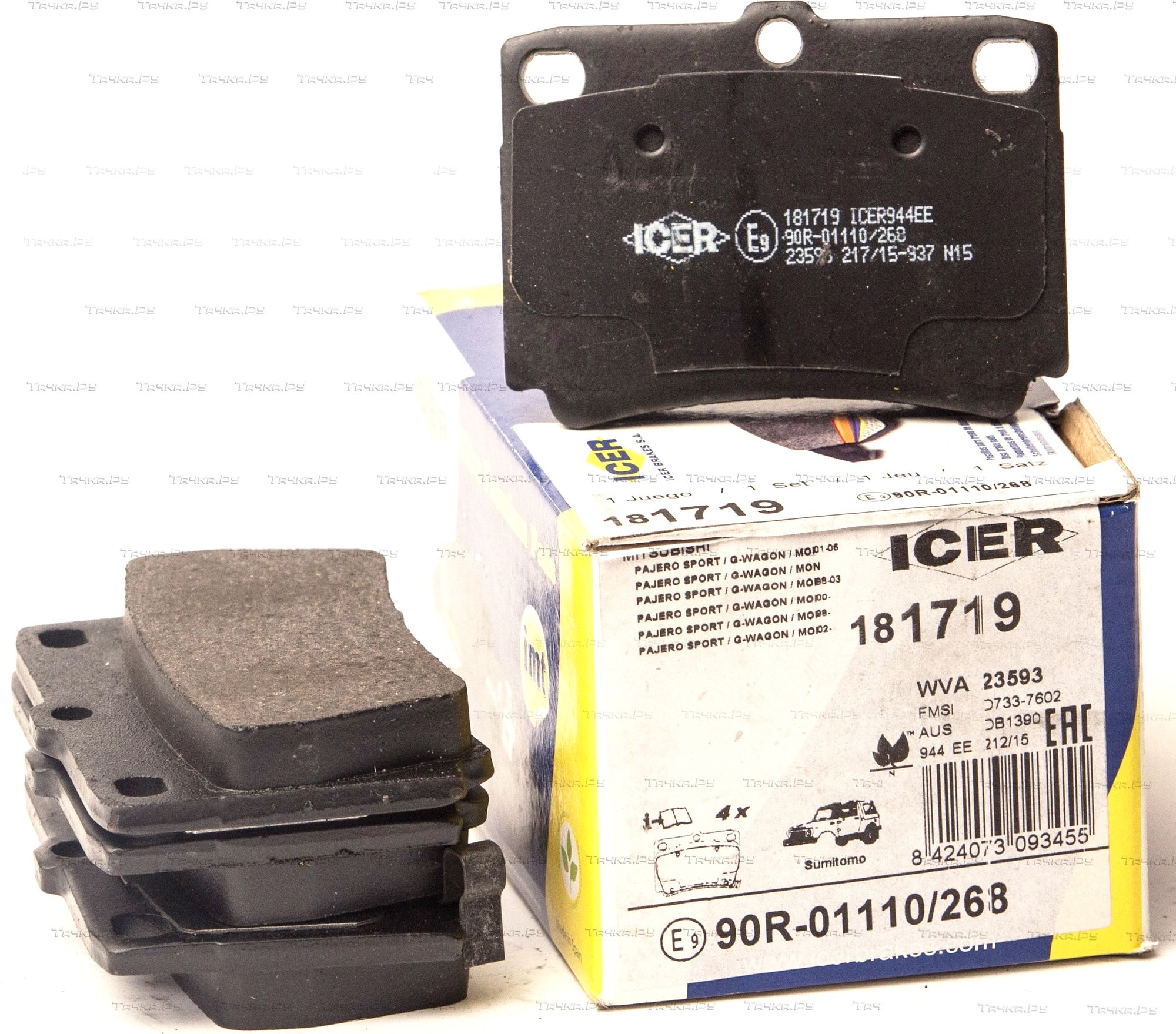 Тормозные колодки Icer задние для Mitsubishi Pajero II 1997-2000. Артикул 181719