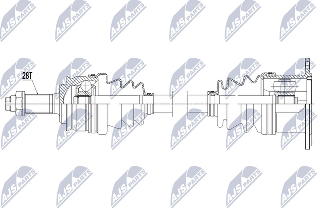 Полуось (привод в сборе, приводной вал) NTY передняя левая для Suzuki Grand Vitara III 2005-2015. Артикул NPW-SU-023