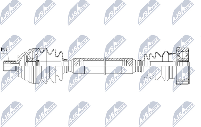 Полуось (привод в сборе, приводной вал) NTY передняя правая для Audi A3 II (8P) 2003-2013. Артикул NPW-VW-058