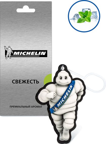 Ароматизатор воздуха MICHELIN, подвесной, картонный, 2D Premium, свежесть. Артикул 31913