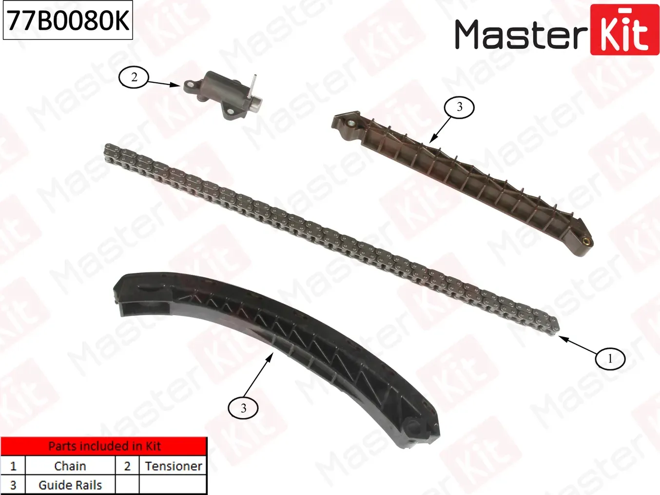 77B0080K Комплект цепи ГРМ BMW E34/E36 M43B16/B19 93-00 (без звездочек) (Master KIT). Артикул 77b0080k