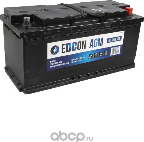DC105910R_аккумуляторная батарея! 19.5/17.9 евро 105Ah 910A 394/175/190 B13 AGM/ (Edcon). Артикул DC105910R