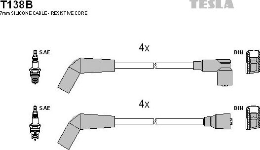 Высоковольтные провода (провода зажигания) (комплект) Tesla для Land Rover Range Rover II 1994-2002. Артикул T138B