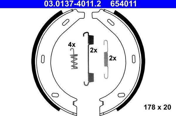 Тормозные колодки (стояночная тормозная система) ATE. Артикул 03.0137-4011.2