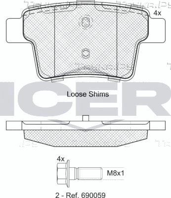 Тормозные колодки Icer задние для Ford Mondeo III 2000-2007. Артикул 181722-701
