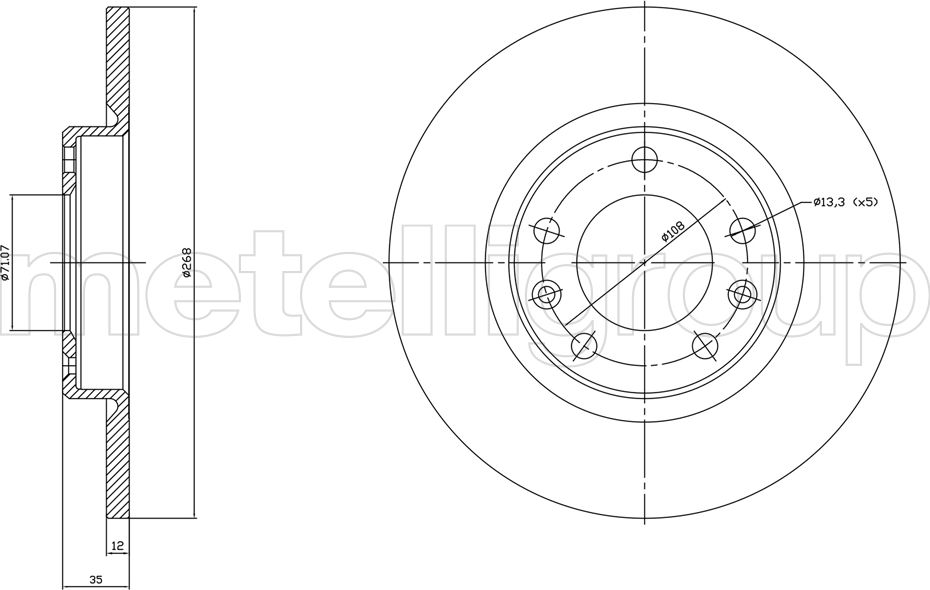 Тормозной диск Metelli. Артикул 23-1759C