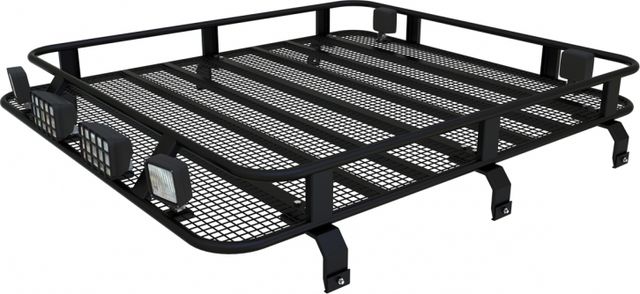 Багажник экспедиционный Podgotoffka 1600х1200x120 мм с сеткой и креплением на водостоки для Nissan Patrol Y61 3 дв. 1997-2010. Артикул PGT-B.29.03