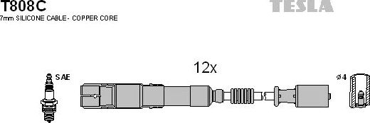 Высоковольтные провода (провода зажигания) (комплект) Tesla. Артикул T808C