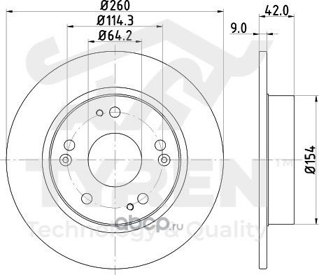 Тормозной диск (Tyren). Артикул TYR1013261