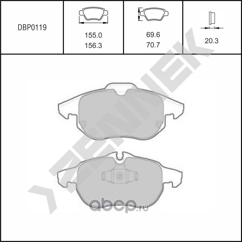 Колодки тормозные дисковые передние OPEL VECTRA 96-> SIGNUM 03-08 (Zennek). Артикул DBP0119