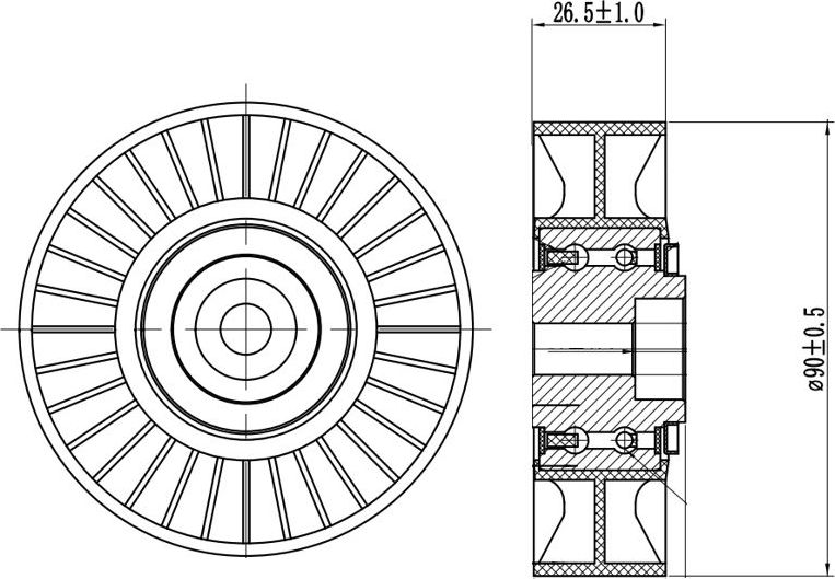 Натяжной ролик (натяжитель) приводного клинового зубчатого ремня Trialli. Артикул CM 5435
