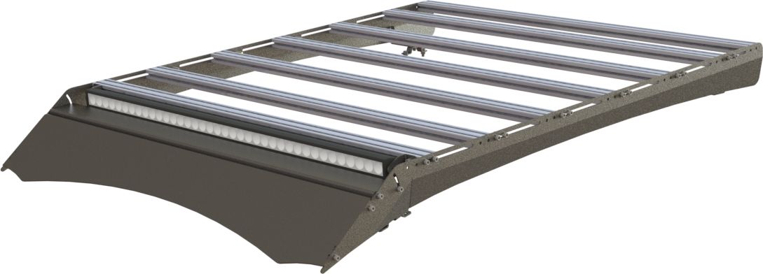 Экспедиционный багажник STC для Mitsubishi L200 IV 2006-2015 со шторкой и дальним светом. Артикул STC-ML200/06-TR1-L1