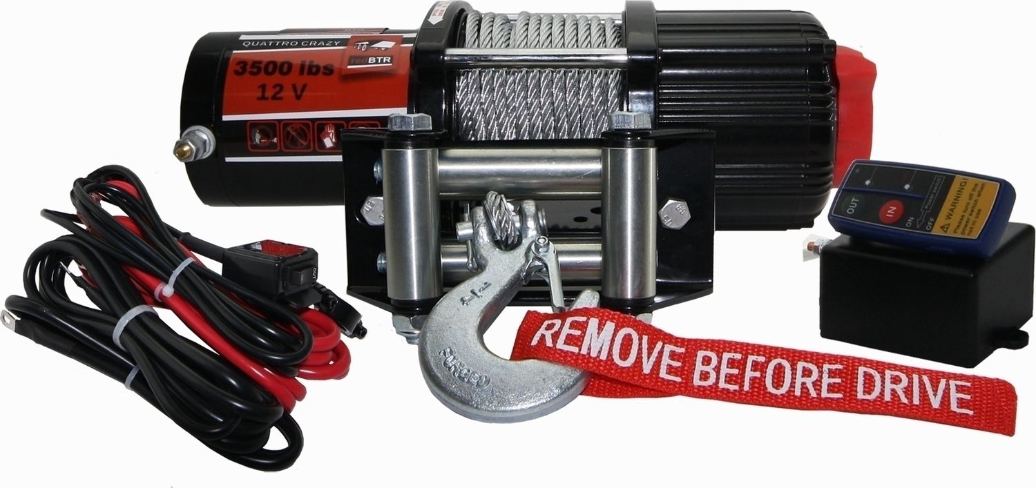 Лебёдка электрическая 12V redBTR серия QUATTRO CRAZY 3500 lbs 1587 кг (Стальной трос). Артикул 913511
