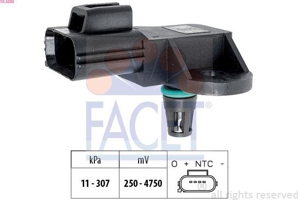 Датчик абсолютного давления (ДАД, MAP) Facet Made in Italy - OE Equivalent. Артикул 10.3205